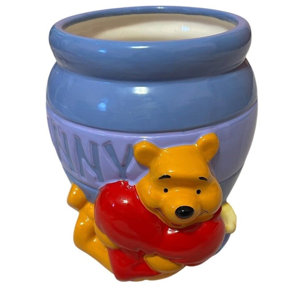 Winnie The Pooh Ceramic Cookie Jar Honey Disney Colorful Heart